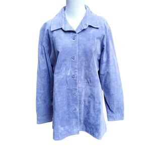Jessica Holbrook Leather Jacket Periwinkle Purple Blue Suede Leather Easycare M